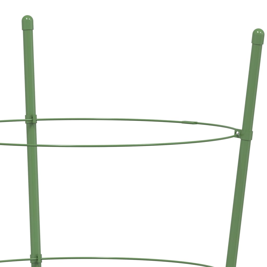 Garden Plant Supports with 3 Rings 5 pcs Green 45 cm Steel