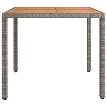 Garden Table with Wooden Top Grey Poly Rattan&Solid Wood Acacia