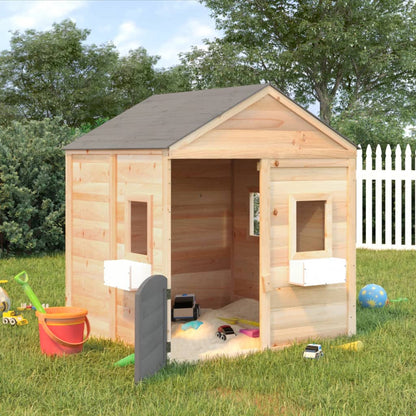 Playhouse with Lockable Door and Flower Pots Solid Wood Fir