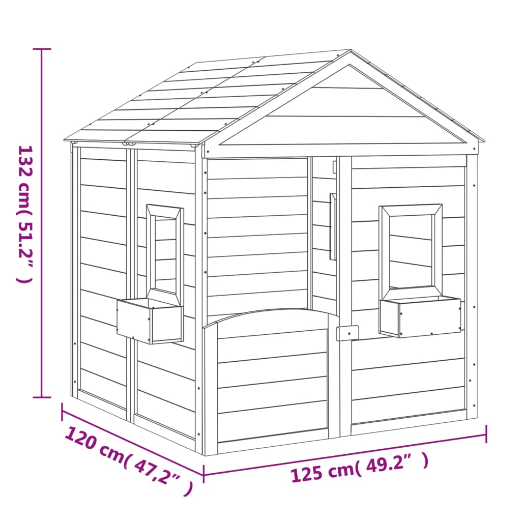 Playhouse with Lockable Door and Flower Pots Solid Wood Fir