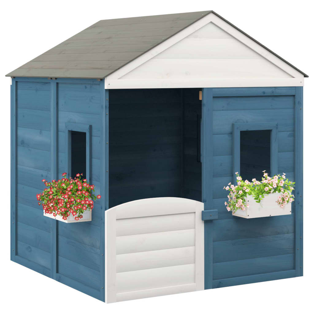 Playhouse with Lockable Door and Flower Pots Solid Wood Fir