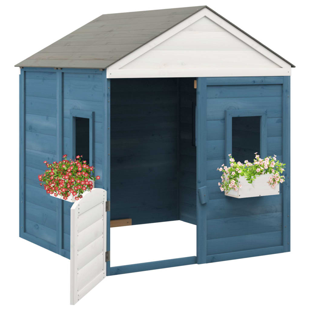 Playhouse with Lockable Door and Flower Pots Solid Wood Fir