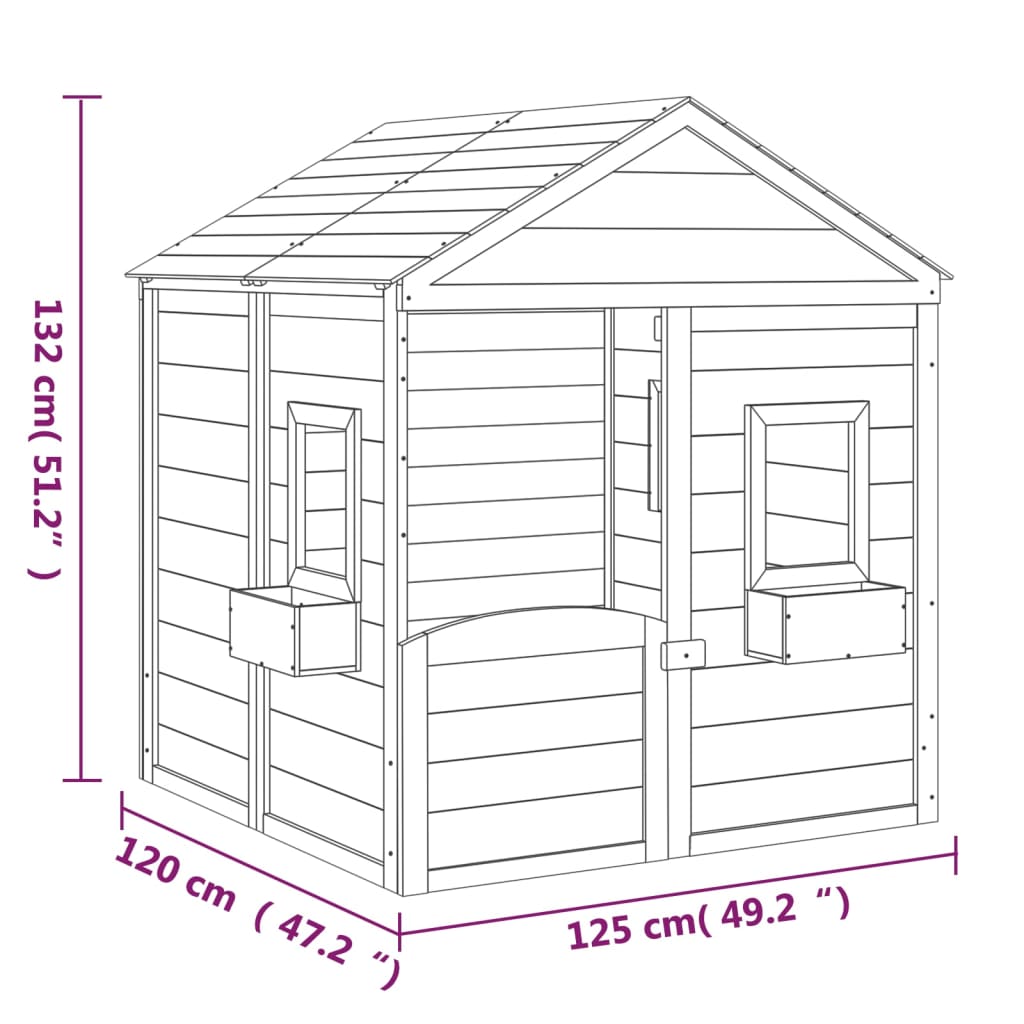 Playhouse with Lockable Door and Flower Pots Solid Wood Fir