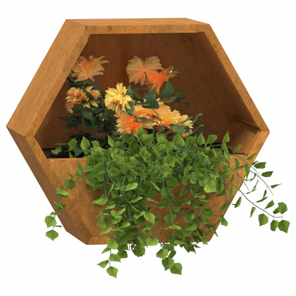 Wall Planters 2 pcs Rusty Corten Steel 30x10x25 cm