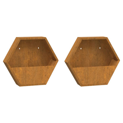 Wall Planters 2 pcs Rusty Corten Steel 46x10x40 cm