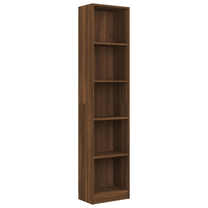 5-Tier Book Cabinet Brown Oak 40x24x175 cm Engineered Wood