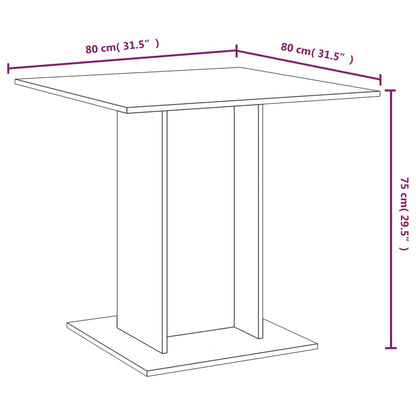 Dining Table Smoked Oak 80x80x75 cm Engineered Wood