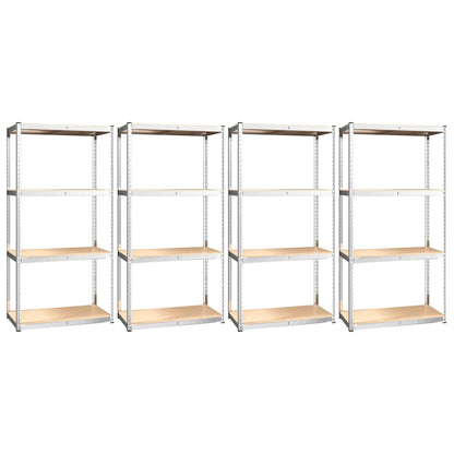 4-Layer Shelves 4 pcs Silver Steel&Engineered Wood