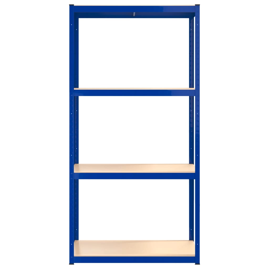 4-Layer Shelves 3 pcs Blue Steel&Engineered Wood