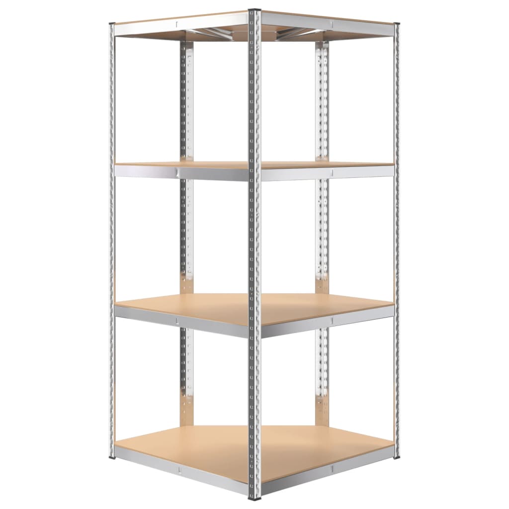 4-Layer Shelves 2 pcs Silver Steel&Engineered Wood