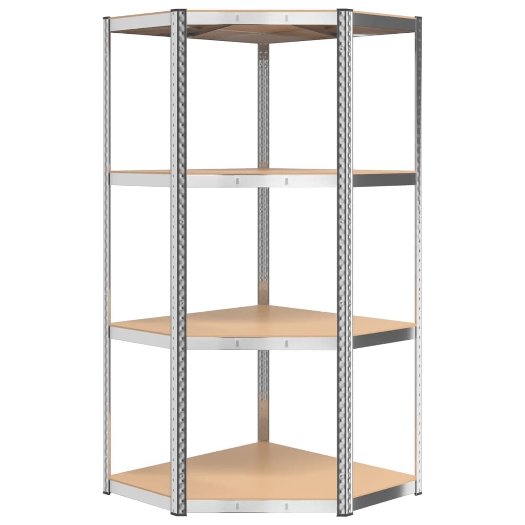 4-Layer Shelves 3 pcs Silver Steel&Engineered Wood