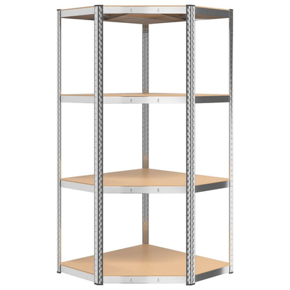4-Layer Shelves 4 pcs Silver Steel&Engineered Wood