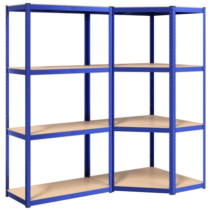 4-Layer Shelves 2 pcs Blue Steel&Engineered Wood