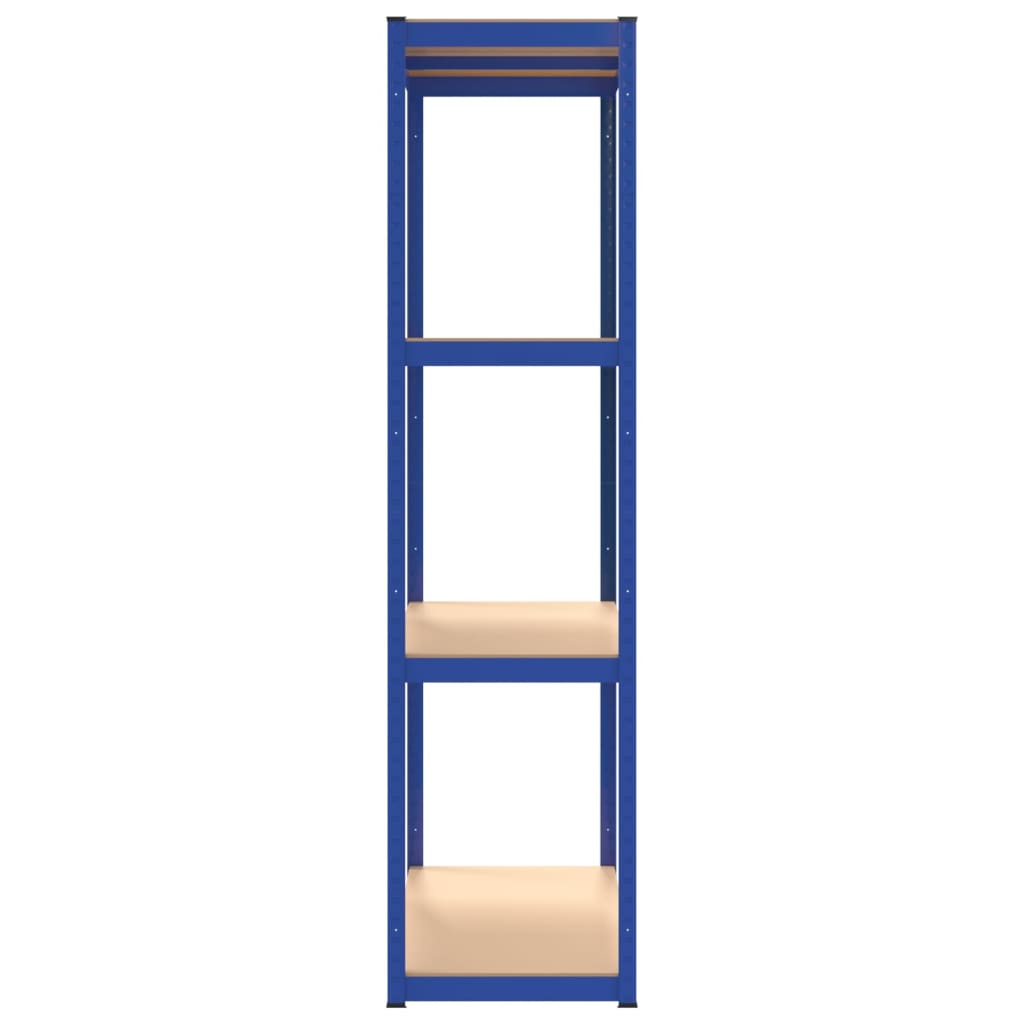 4-Layer Shelves 2 pcs Blue Steel&Engineered Wood