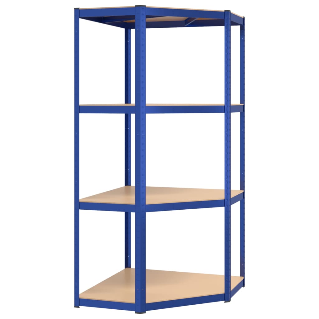 4-Layer Shelves 2 pcs Blue Steel&Engineered Wood