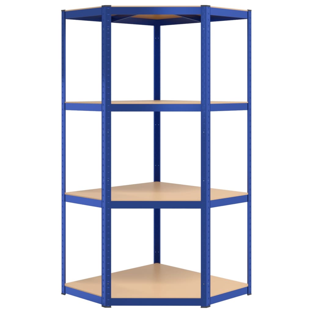 4-Layer Shelves 2 pcs Blue Steel&Engineered Wood