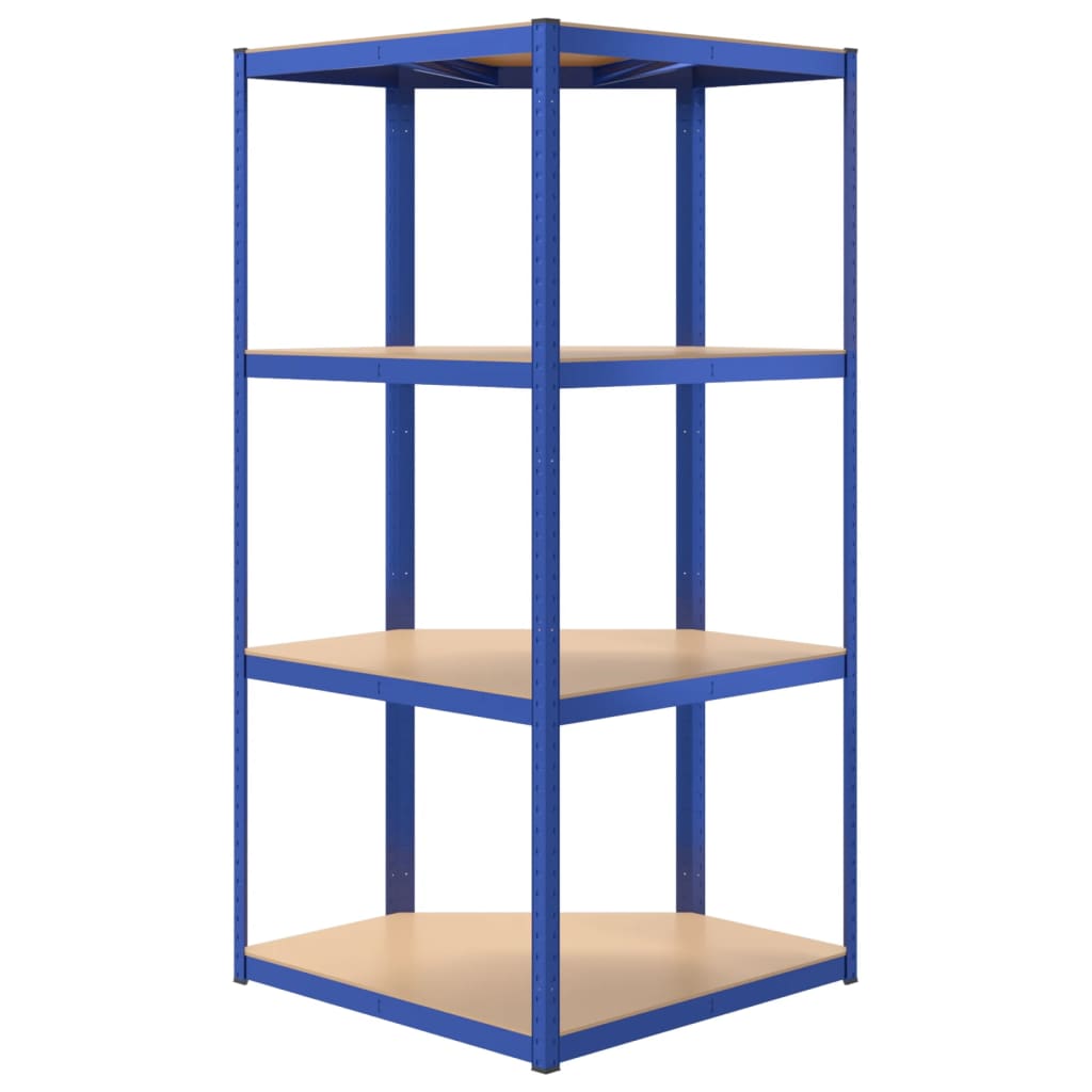 4-Layer Shelves 2 pcs Blue Steel&Engineered Wood