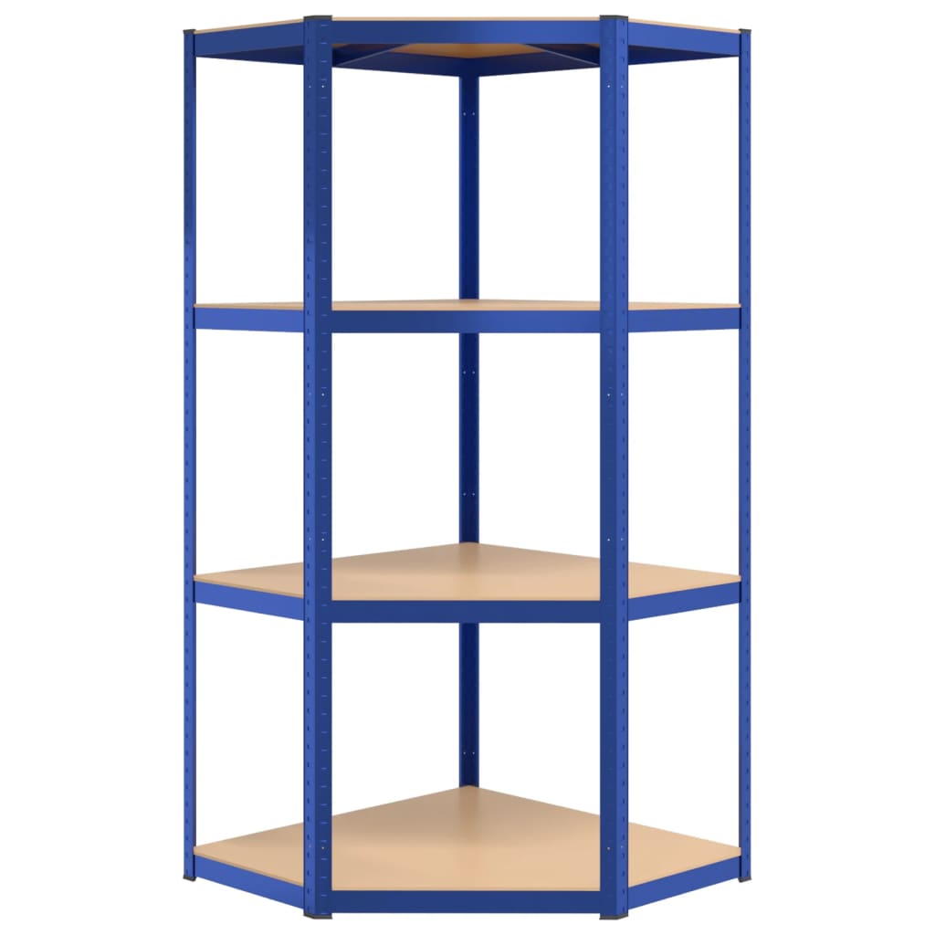 4-Layer Shelves 3 pcs Blue Steel&Engineered Wood