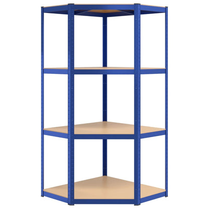 4-Layer Shelves 3 pcs Blue Steel&Engineered Wood