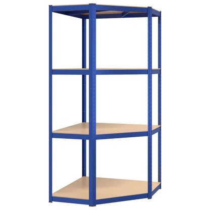 4-Layer Shelves 4 pcs Blue Steel&Engineered Wood