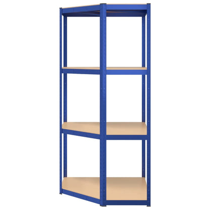 4-Layer Shelves 4 pcs Blue Steel&Engineered Wood