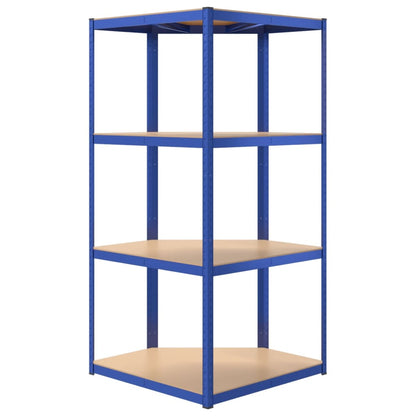 4-Layer Shelves 4 pcs Blue Steel&Engineered Wood