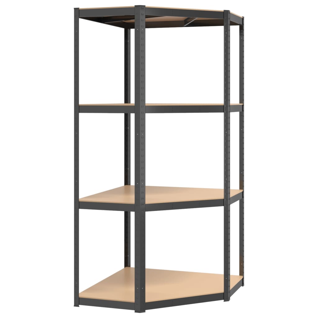 4-Layer Shelves 2 pcs Anthracite Steel&Engineered Wood