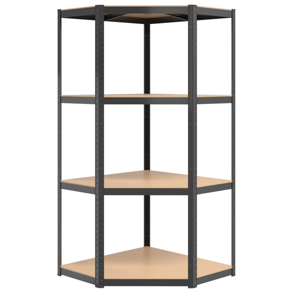 4-Layer Shelves 2 pcs Anthracite Steel&Engineered Wood