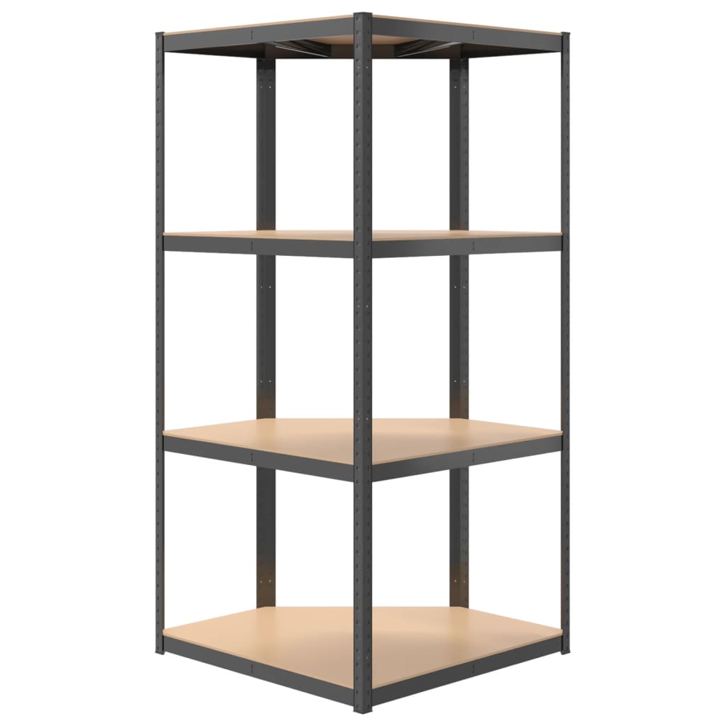 4-Layer Shelves 2 pcs Anthracite Steel&Engineered Wood