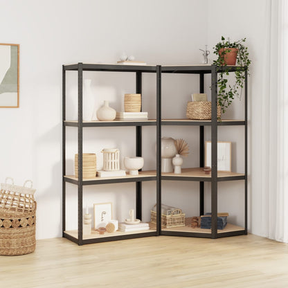 4-Layer Shelves 2 pcs Anthracite Steel&Engineered Wood