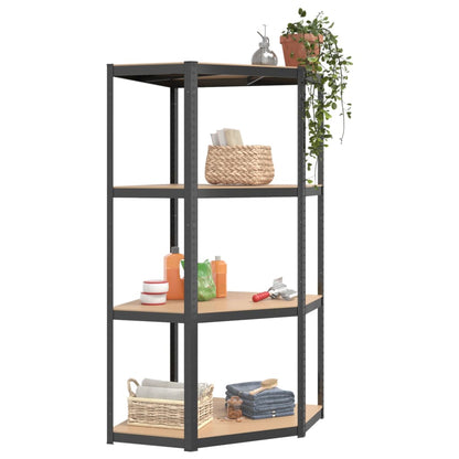 4-Layer Shelves 4 pcs Anthracite Steel&Engineered Wood