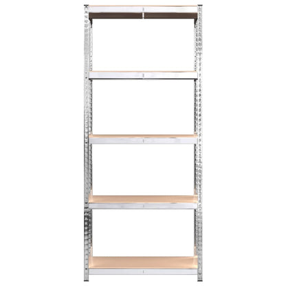 5-Layer Shelves 2 pcs Silver Steel&Engineered Wood