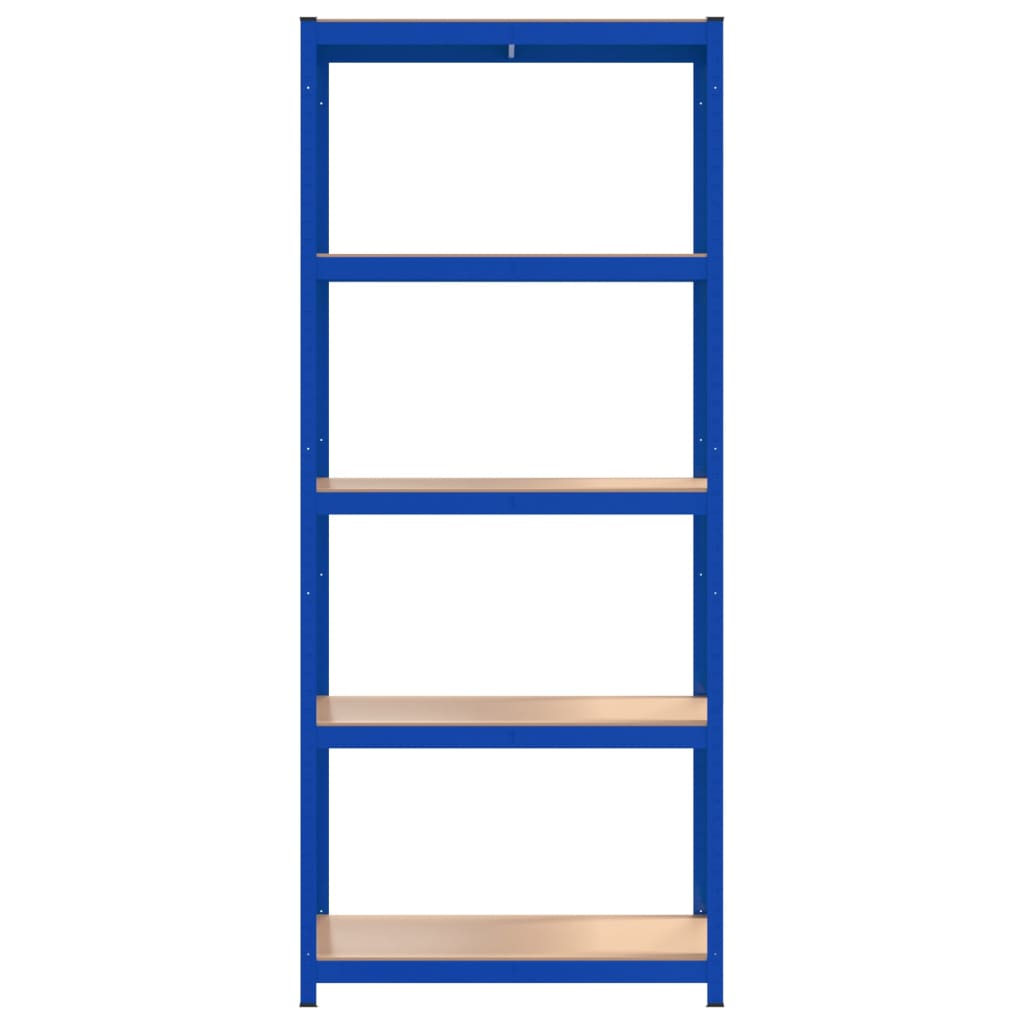 5-Layer Shelves 2 pcs Blue Steel&Engineered Wood