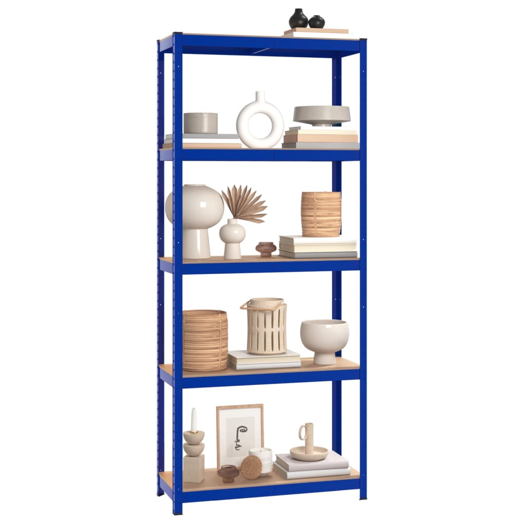 5-Layer Shelves 4 pcs Blue Steel&Engineered Wood