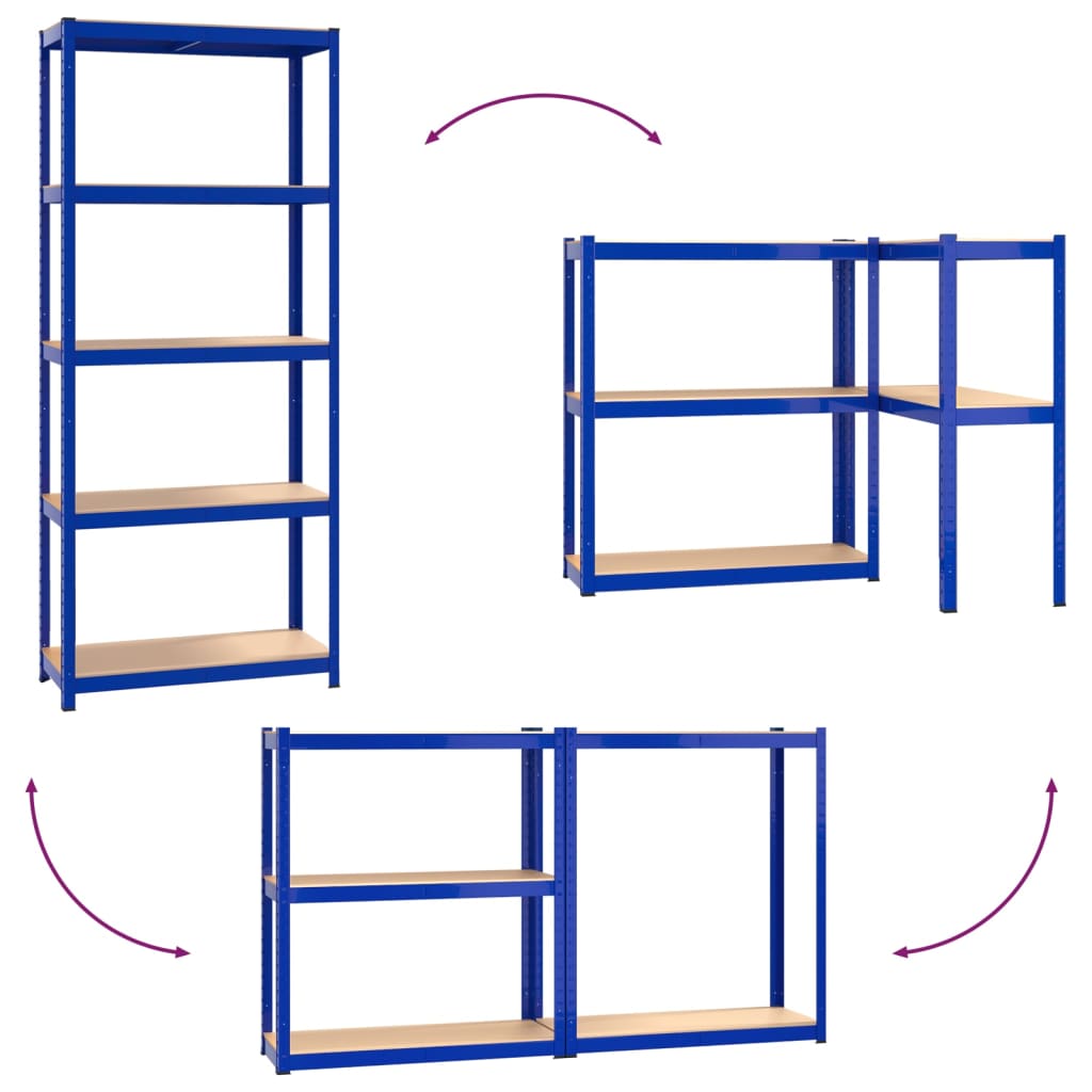 5-Layer Shelves 4 pcs Blue Steel&Engineered Wood