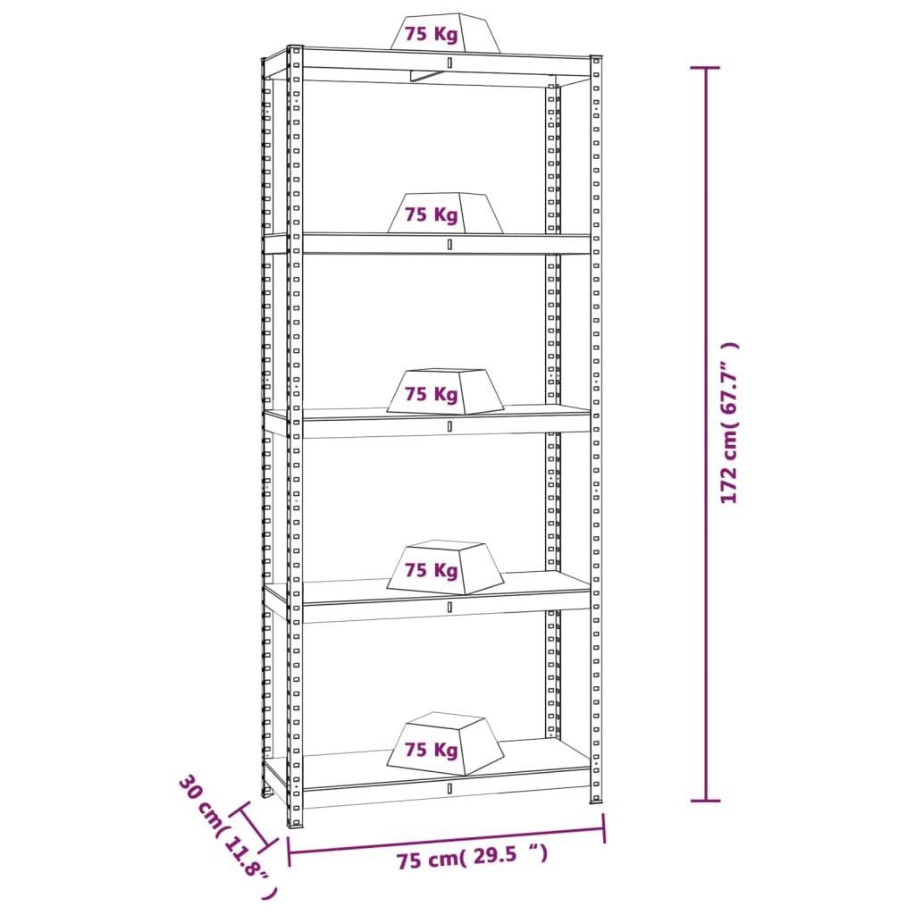 5-Layer Shelves 4 pcs Blue Steel&Engineered Wood