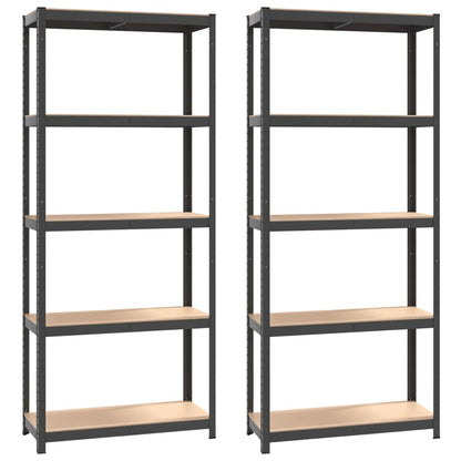 5-Layer Shelves 2 pcs Anthracite Steel&Engineered Wood