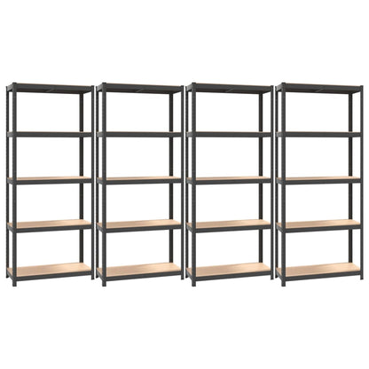 5-Layer Shelves 4 pcs Anthracite Steel&Engineered Wood