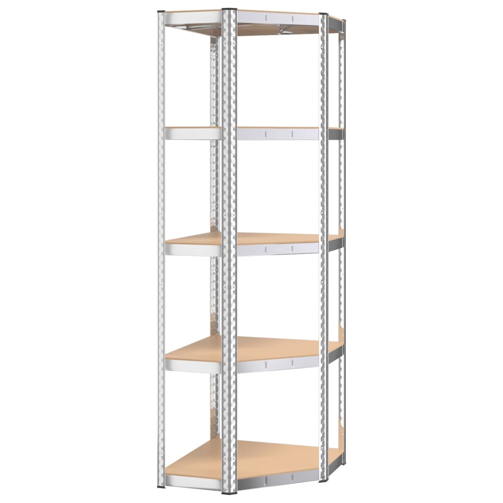 5-Layer Shelves 2 pcs Silver Steel&Engineered Wood