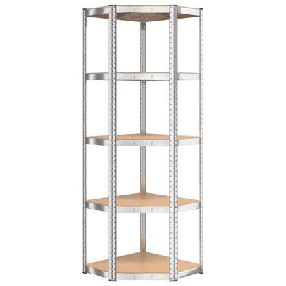 5-Layer Shelves 2 pcs Silver Steel&Engineered Wood