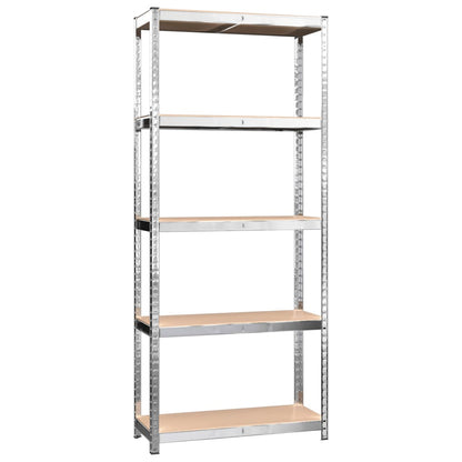 5-Layer Shelves 4 pcs Silver Steel&Engineered Wood