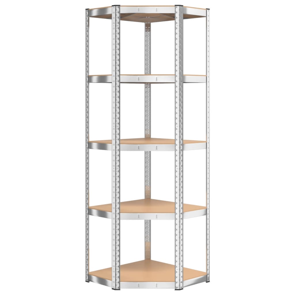 5-Layer Shelves 4 pcs Silver Steel&Engineered Wood