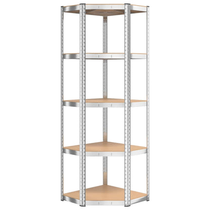 5-Layer Shelves 4 pcs Silver Steel&Engineered Wood