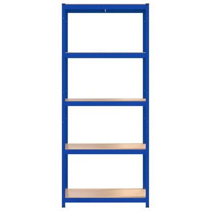 5-Layer Shelves 2 pcs Blue Steel&Engineered Wood