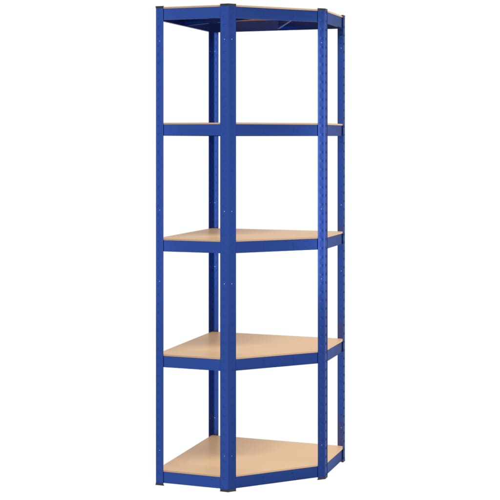 5-Layer Shelves 2 pcs Blue Steel&Engineered Wood