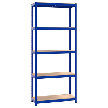 5-Layer Shelves 3 pcs Blue Steel&Engineered Wood