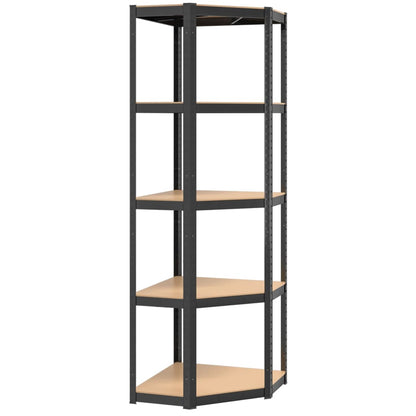 5-Layer Shelves 4 pcs Anthracite Steel&Engineered Wood