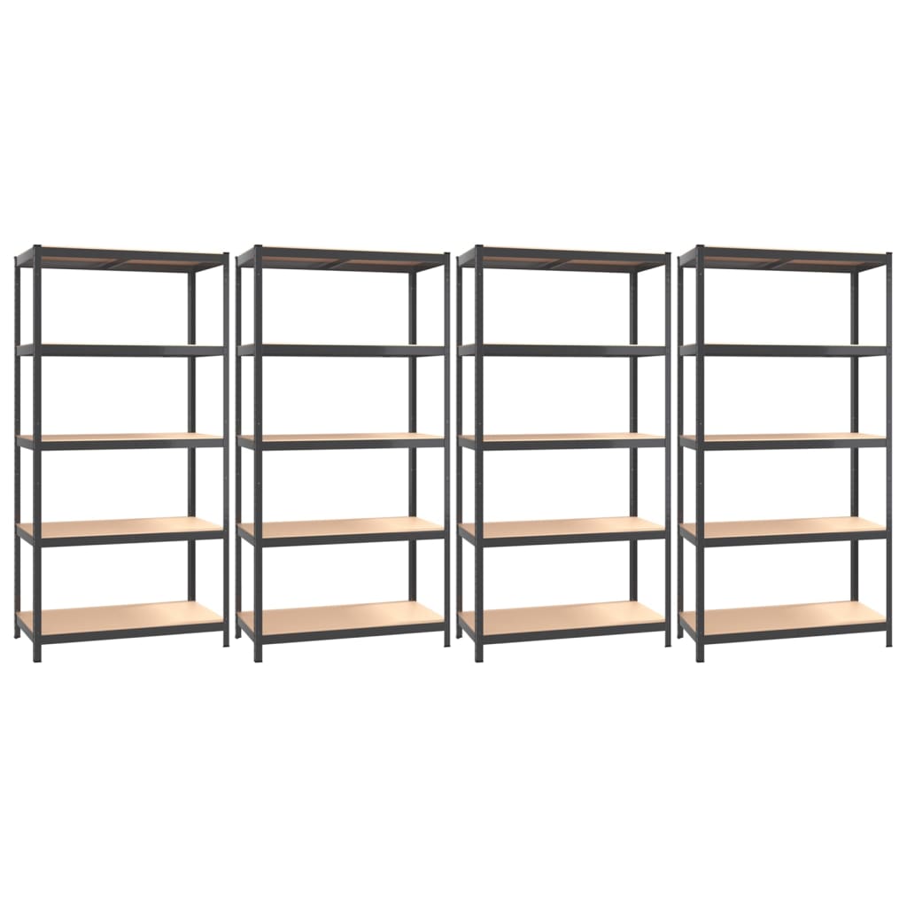 5-Layer Shelves 4 pcs Anthracite Steel&Engineered Wood