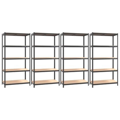 5-Layer Shelves 4 pcs Anthracite Steel&Engineered Wood