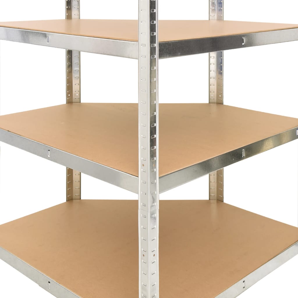 5-Layer Shelves 2 pcs Silver Steel&Engineered Wood